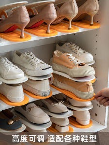 ชั้นวางรองเท้าแบบปรับได้ 2 ชั้น 10 ชิ้น อุปกรณ์จัดระเบียบรองเท้า ชั้นวางรองเท้าแบบแยกชั้น ชั้นวางรองเท้าสำหรับห้องน้ำ