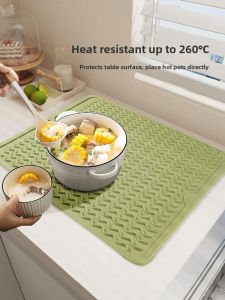 High-Temperature Resistant Silicone Heat Insulation Pad Anti-Scalding Drainage Kitchen Countertop Bar Protect Mat Non-Slip Dining Pad Pot Holder