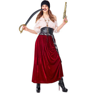 Phụ Nữ trang phục halloween Thiết Lập váy nữ Lớp Girdling Cướp Biển Trang Phục Cosplay Set Voyager chơi giả vờ trang phục sân khấu Navigator Trang Phục Chụp Ảnh Trang Phục tiệc sinh nhật Bar Hiệu Suất