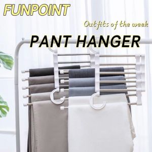 FUNPOINT Pant Hanger 5-IN-1 Multifunctional Multilayer Hanger folding storage for pants trousers storage rack