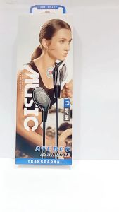 Handsfree Headset HT-01 Transparan + Mic Stereo Earphone Hifi Extra Bass