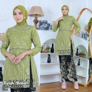 KEBAYA TUNIK BELAH BAHAN BROKAT TILLE MUTIARA PAYET TERBARU