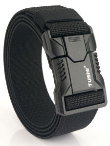 Acts Lion Casual Style Aluminum Alloy Quick Detach Automatic Buckle Canvas Belt for Outdoor Tactical Use Mens Elastic Waist Belt