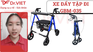 Xe đẩy tập đi dành cho người lớn tuổi GBM-035 - Khung tập đi có ghế ngồi tiện lợi