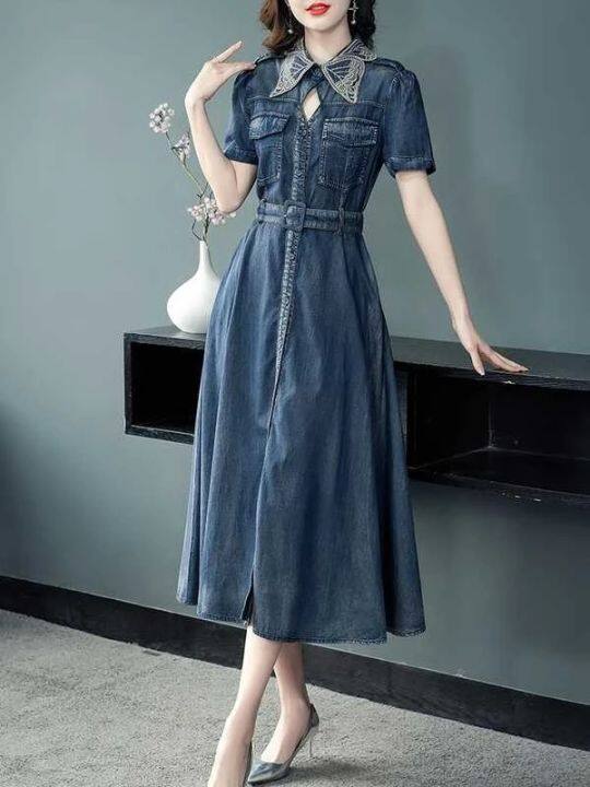 Short Sleeve Denim Summer Dress | Lazada PH