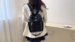 DELOVA - PROMO TAS WANITA KARIR - Tas Ransel Wanita | Tas Gendong Wanita | Tas Sekolah Wanita | Tas Kuliah Wanita | Bahan Nylon Tebal | Warna Hitam Khaki Maroon | Tas Ransel Wanita Motif Bordir | Tas Ransel Bahan Nylon cocoly