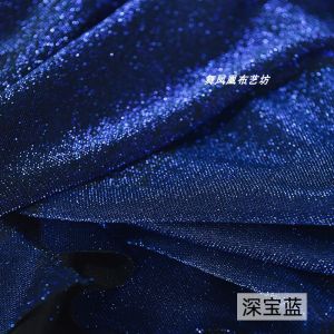 Deep Sky Blue Bright Silk Starry Sky Flash Fabric High Elastic Anti-Wrinkle Dress Starry Sky Flash Dress Fabric