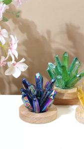 1pc Natural Electroplated Crystal Point Cluster Night Light Ornament Bedroom Bedside Ambient Lamp Home Decor