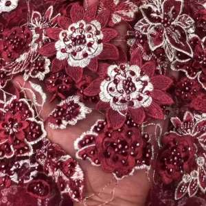 Luxury African Handmade Beaded Lace Fabric 2024 High Quality French Embroidery Nigeria Net Lace Fabrics for Sewing HY0771