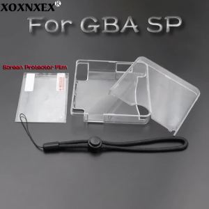 3 In 1 Clear Crystal Case + Screen Protector Film Adjustable Wrist Lanyard Kit For GBA SP Handheld Game Console Accessories Set