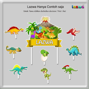 Topper cake dinosaurus custom nama hiasan kue & buket