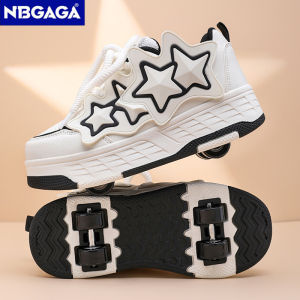 NBGAGA | Ultra-Light 4-Wheel Kids Roller Skate Shoes Fashion Casual Sports Children Walking Sneakers for 5-16Years Girls Birthday Gift