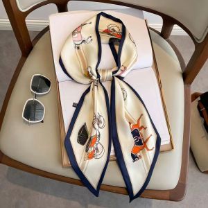 Lụa Cao Cấp Skinny Khăn Choàng Nữ Thiết Kế In Hình Thời Trang Mùa Xuân Cổ Tóc Túi Xách Nơ Cổ Tay Foulard Dây Đeo Đầu