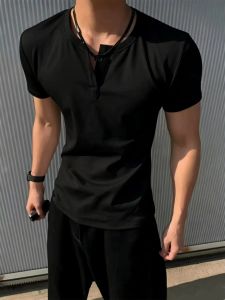 ZHUOCAN | Cleanfit Training Slim-fit Henry Collar T-shirts