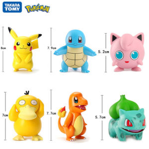 Takara Tomy | 5-8cm Pokemon Anime Figure Pikachu Charmander Squirtle Bulbasaur Psyduck Cute Doll Pet Action Collect Model Birthday Toy Gift
