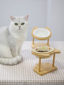 ชามสุนัขและแมวเซรามิกพร้อมขาสูง ชามสุนัขแบบป้องกันคอ ชามแมวแบบป้องกันการล้ม ชามสัตว์เลี้ยงแบบป้องกันการล้ม