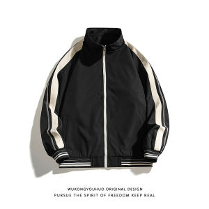 WUKONGYOUHUO | Áo Khoác Đường Phố Vintage Oversized Tông Màu Khối