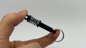 Mechanical Shock Absorber Keytag | Real Working Spring Fidget Keychain | Industrial Coilover Key Ring for Motorcycles & Cars | No-Scratch Bike Key Accessory | 3DMANIA Moto Gear
