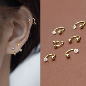 1Piece Stainless Steel Crystal CZ Hoop Women Tragus Cartilage Helix Studs Earrings Conch Rook Daith Lobe Piercing Jewelry