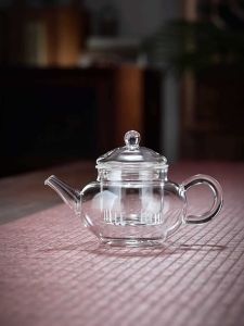 Borosilicate Glass Tea Pot for Office Use Single Cup Brewing Low Capacity Tea Set Home Daily Use High Temperature Resistant