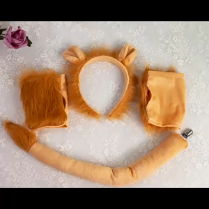 (Ready Stock) Lion Costume Set for Kids – Headband Paw Gloves Tail Fancy Dress Party Cosplay Costume Singa Accessories 🦁