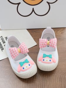 Adorable Little White Shoes Soft Bottom Sports Sneakers Breathable Canvas Indoor Shoes for Toddlers And Preschool Girls