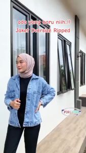 AFAREEN - Jaket Jeans Oversize Wanita Jumbo Jaket Model Kancing