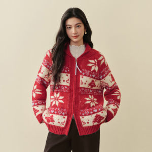 SEIFINI | Celebrity Styled Fair Isle Christmas Theme Knit Sweater Cardigan
