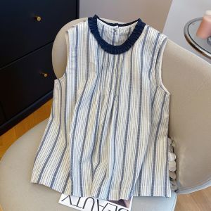 High-end Fashion Stripe Sleeveless Top
