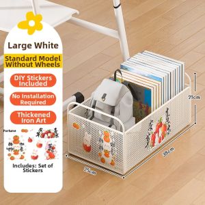 Under-desk Book Storage Box with Wheels