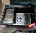 Kitchen sink ONAN/INOBE/VALPRA/LOONGINC/JKM 6045 hitam komplit set / Westafel bak cuci piring 1 lobang stainless steel black. 
