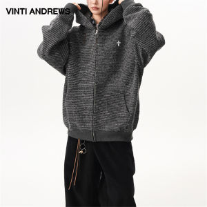 Thick Velvet Striped Hooded Spring Retro Casual Zippered Jacket