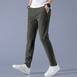 2025 ฤดูใบไม้ผลิฤดูร้อนผู้ชายผ้าไหมน้ําแข็งกอล์ฟ Casual Slim ตรงกางเกงบางชายแฟชั่นยืด Breathable Jogging 28-38