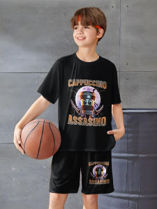 Fashion AI Games TungTungTung Sahur Design T-shirt+Shorts Summer Clothing Set Sports Suit T-Shirt & Pants Baby Outfits