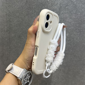Ultra-Durable Silicone Phone Case with Airbag for  16 17 16Promax 15Pro 14 13 Popular round Corner White Chiffon Shockproof