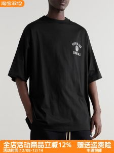 FOG Essentials Mens round Neck Short Sleeve T-Shirt Embroidered Badge Print High Street Holiday Series Ninth Season Casual Summer Top