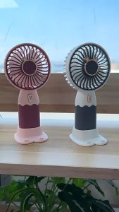 ZB088 2-in-1 desktop handheld mini USB charging portable silent small fan with base mobile phone holder