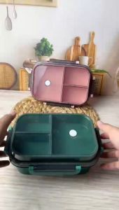 Eatkit Kotak makan siang transparan 1250ml desain dua lapis kotak makan siang untuk pekerja kantor dan pelajar pemanas microwave