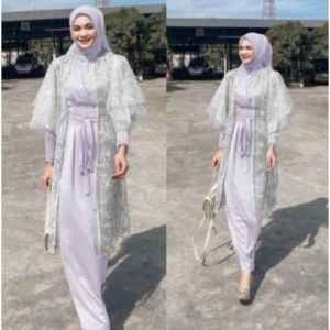 MAXY DRESS MUSLIM WANITA KIMONO DRESS BRUKAT MBJ - BAJU GAMIS BROKAT KONDANGAN