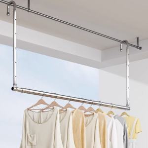 HG ราวตากผ้า ราวแขวนผ้าเช็ดตัว ราวแขวนผ้ายืดได้ ปรับยืดความยาวได้ ไม่ต้องเจาะผนัง ราวแขวนผ้า ราวผ้าม่าน รับน้ำหนักได้แข็งแกร่ง COD