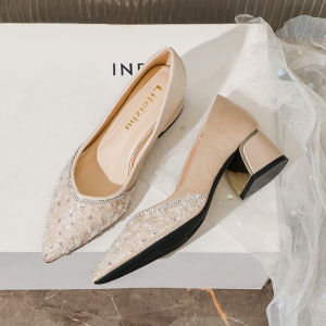 Giày Cao Gót Đế Xuồng Kiểu Pháp Mũi Nhọn Đế Dày Mùa Xuân Thu Cho Nữ Cỡ Lớn 41-43 Thời Trang Đơn Giản Thoải Mái