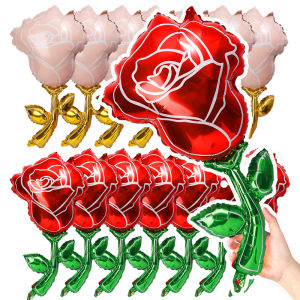 5/10pcs Large Gold Leaf Red Rose Aluminum Foil Balloon 93/39cm 2025 Valentines Day Mothers Day Wedding Birthday Party Decoration Supplies