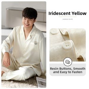 JIALEFEN | Icy Silk Long Sleeve New Chinese Style Mens Sleepwear