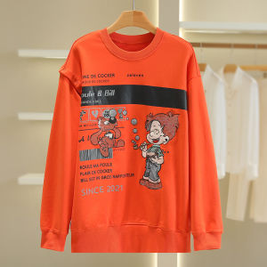 Loose Fit round Neck Sweatshirt Casual Versatile Womens Clothing Korean Style Brand Discount Autumn New Arrival