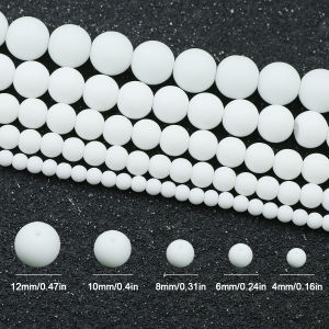 Black White Color Natural Stone Glass Round Loose Beads for Jewelry Braceclet Necklace Earring DIY Accessories 4 6 8 10 12mm 15"