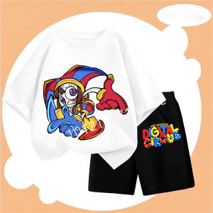 The Amazing Digital Circus Children T Shirt Set Anime Cartoon Printed Short Two Piece Suit Boys Girls Summer Casual Clothing New