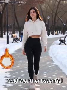High Waisted Fleece-Lined Leggings for Women,Thick Soft Tummy Control Workout Running Yoga Thermal Warm Pants for Cold Winter