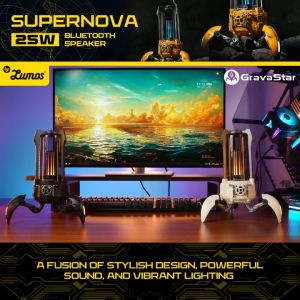 Gravastar Supernova 25W Bluetooth Speaker Bluetooth 5.3 speaker 3 Lighting Modes 9 Hours Playtime Multifunctional Device