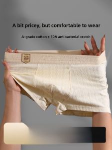 miiow | Mens Pure Cotton Underwear Double A Class Soybean Original Cotton Angle Pants 10A Antibacterial Crotch Simple Angle Shorts