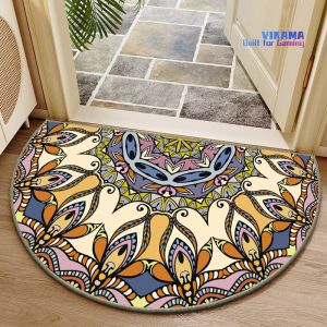 VIKAMA Bohemian Semi-circle Vintage Entry Crystal Velvet Doormat Living Room Exotic Entryway Footer Home Decoration